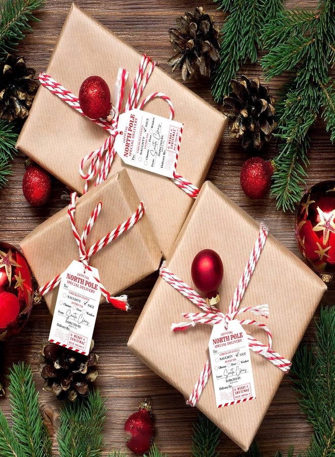 KINGLAKE Santa Gift Tags, 50 Pcs Wrapping Tags with Red White String for Kid Adult Xmas Gift Present - Image 4